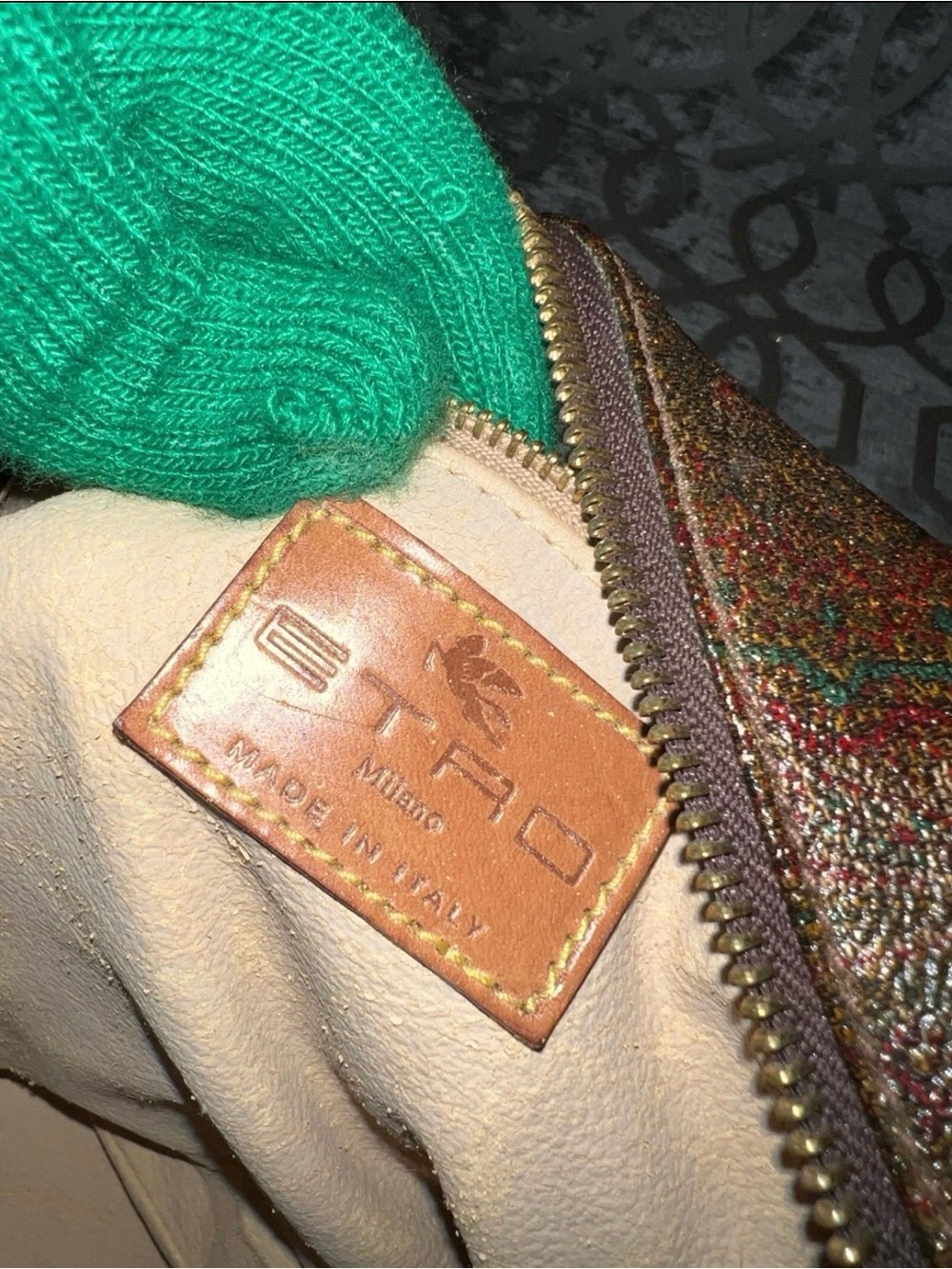 Etro Milano Paisley Satchel Leather Trim Top Handle Bag Italy - Picture 3 of 11